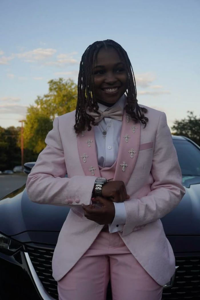 Pink Girls Prom Tuxedo 3-pc Jacket Vest Pants