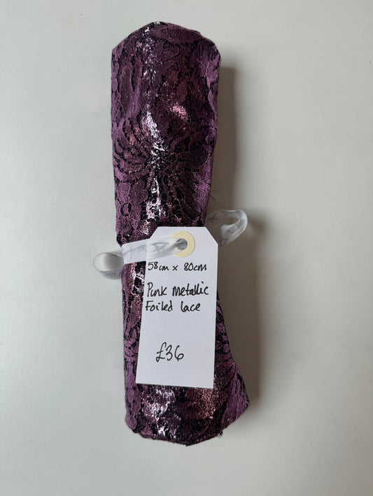 Pink Metallic Foiled Lace Remnant