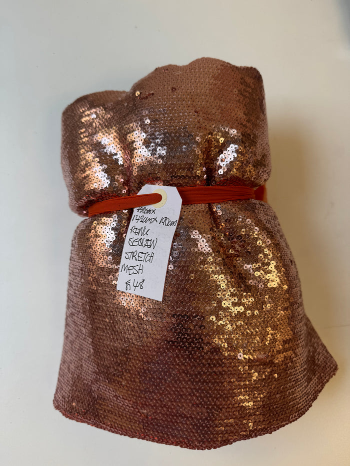 Pink Sequin Stretch Mesh Remnant
