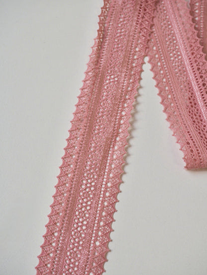 Pink Stretch Lace Trim 35mm