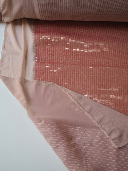 Pink Translucent Long Sequin Stretch Mesh