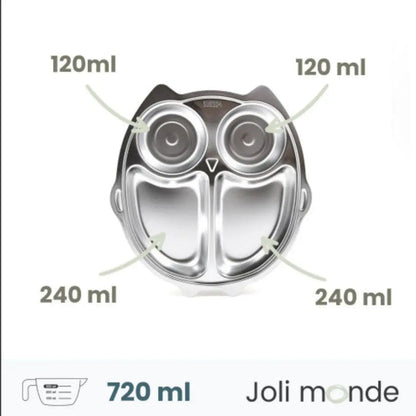 Plateau repas enfant inox compartimenté Joli Monde – Chouette
