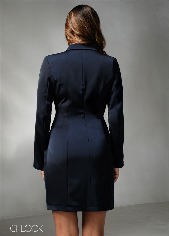 Pleat Detail Wrap Blazer Dress - 270625