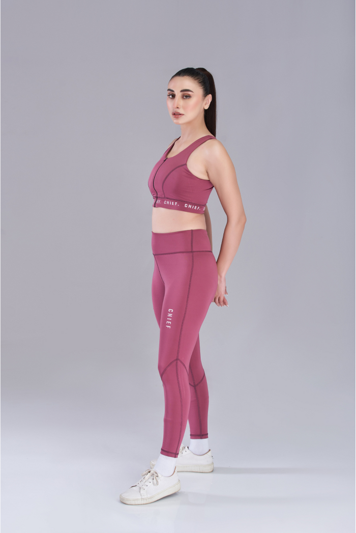 Plum Red Stride Sports Leggings