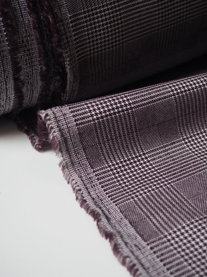 Plum Stretch Check Jacquard
