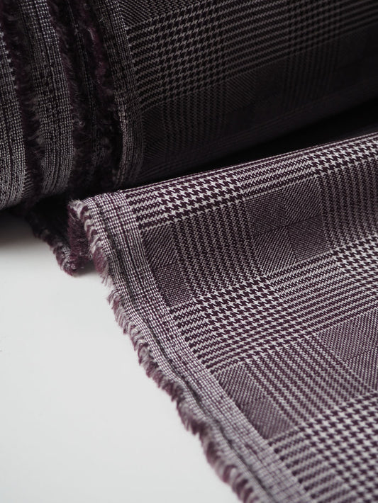 Plum Stretch Check Jacquard