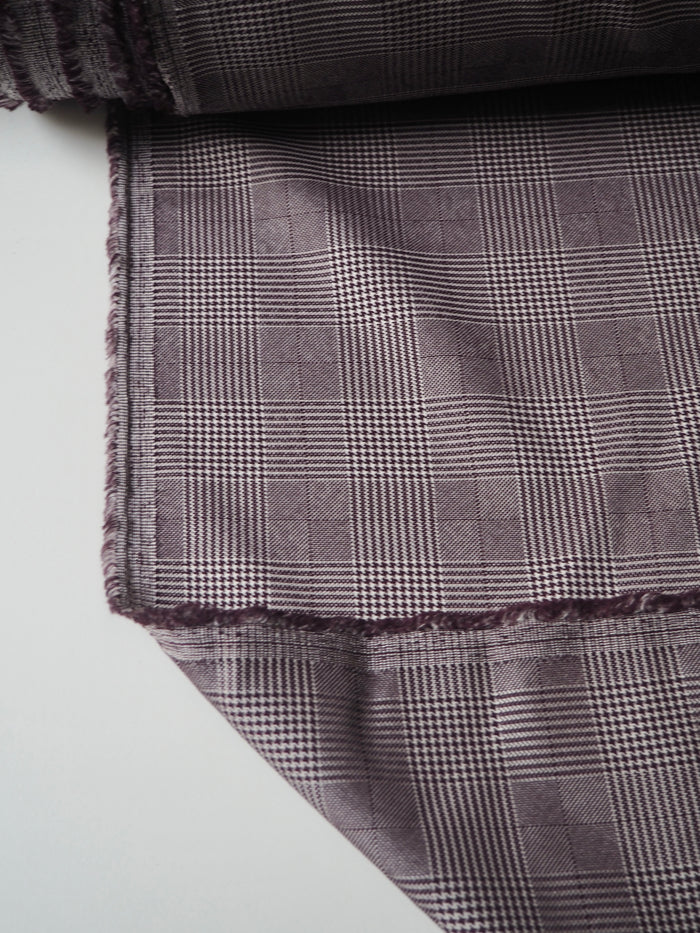 Plum Stretch Check Jacquard