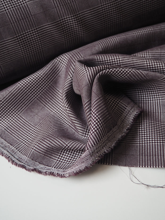 Plum Stretch Check Jacquard