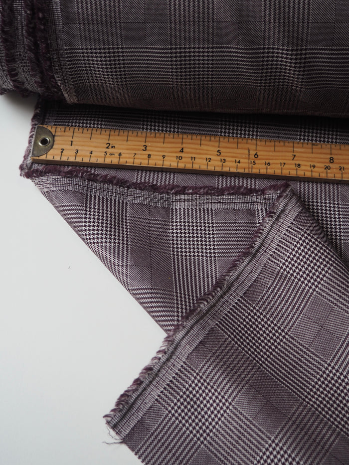 Plum Stretch Check Jacquard