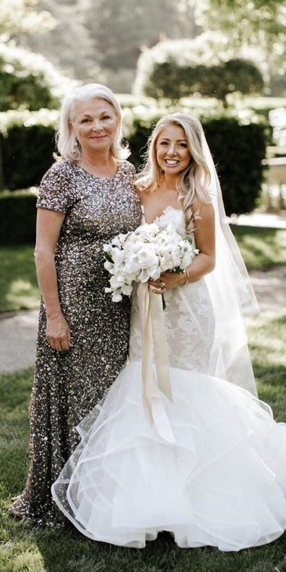 Plus Size Mother of the Bride Dresses 2023 Sequin with Sleeves