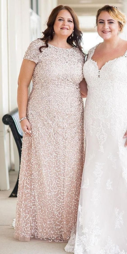 Plus Size Mother of the Bride Dresses 2023 with Short Sleeves