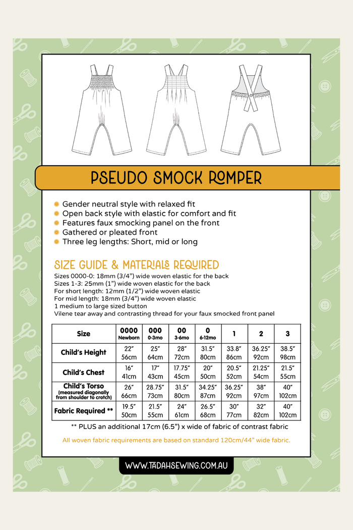 Pseudo Smock Romper Sewing Pattern