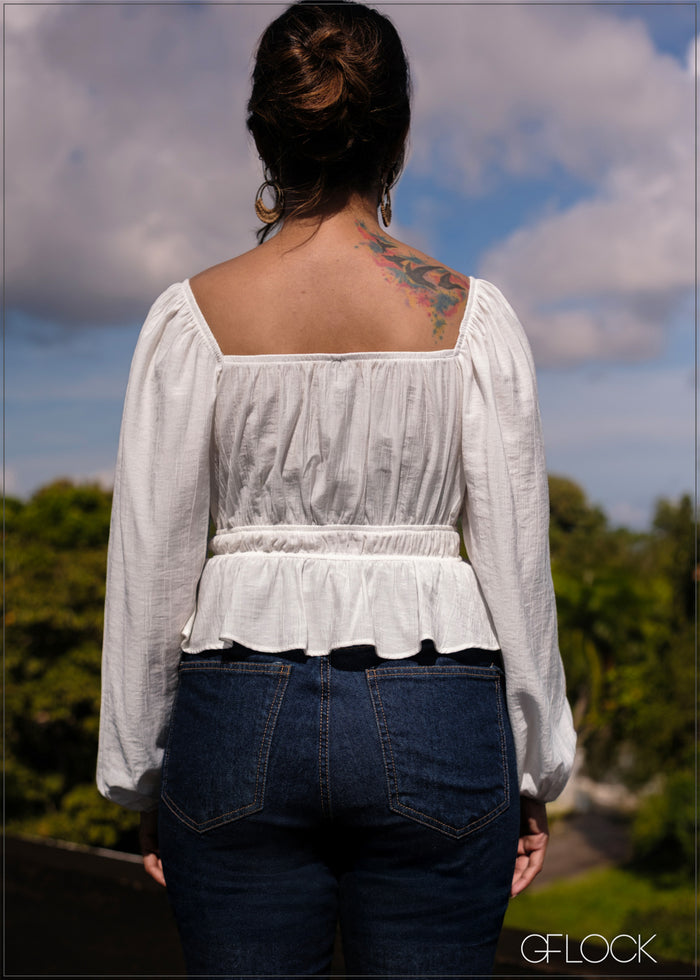 Puff Sleeve Gathered Top - 171025