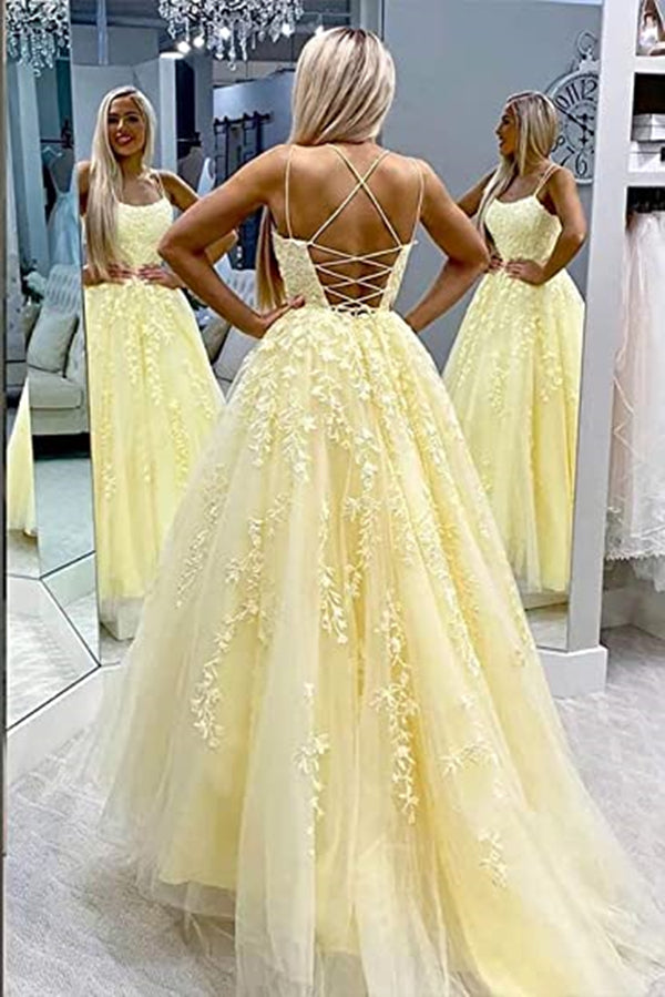 Puffy Burnt Orange Prom Dress 2023 Spaghetti Straps Tulle Lace Appliques Corset Back