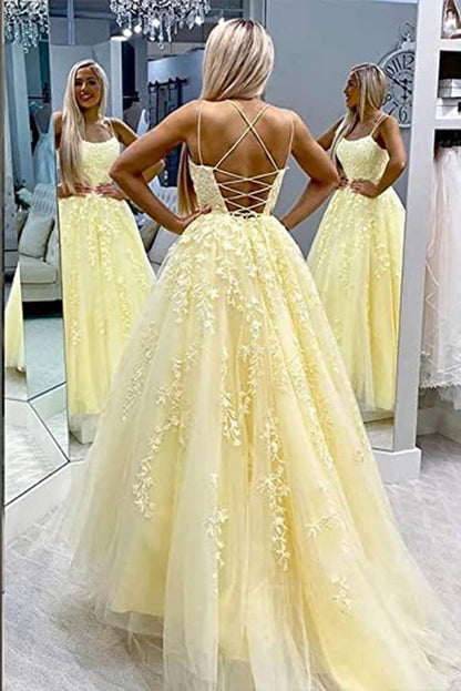 Puffy Burnt Orange Prom Dress 2023 Spaghetti Straps Tulle Lace Appliques Corset Back