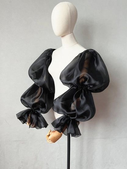 Puffy Detachable Organza Sleeves for Wedding