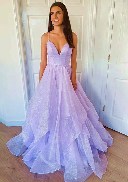 Purple Glitter Prom Dress 2025 Corset Back