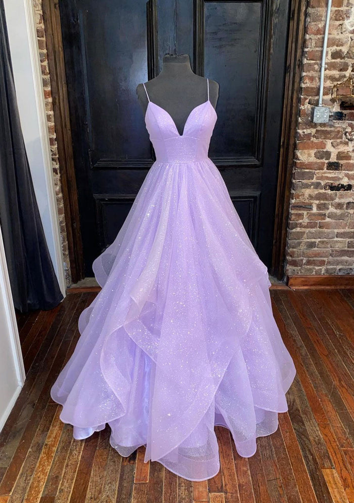 Purple Glitter Prom Dress 2025 Corset Back