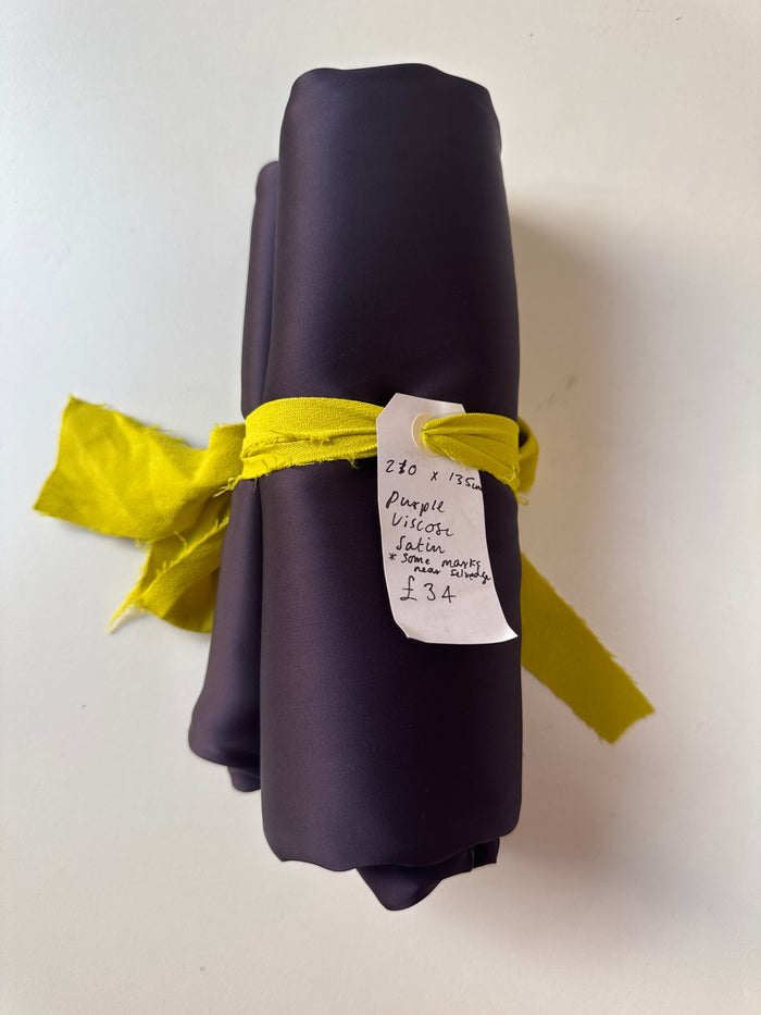 Purple Stretch Viscose Satin Remnant
