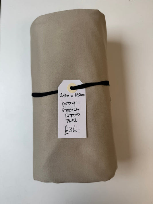 Putty Stretch Cotton Twill Remnant