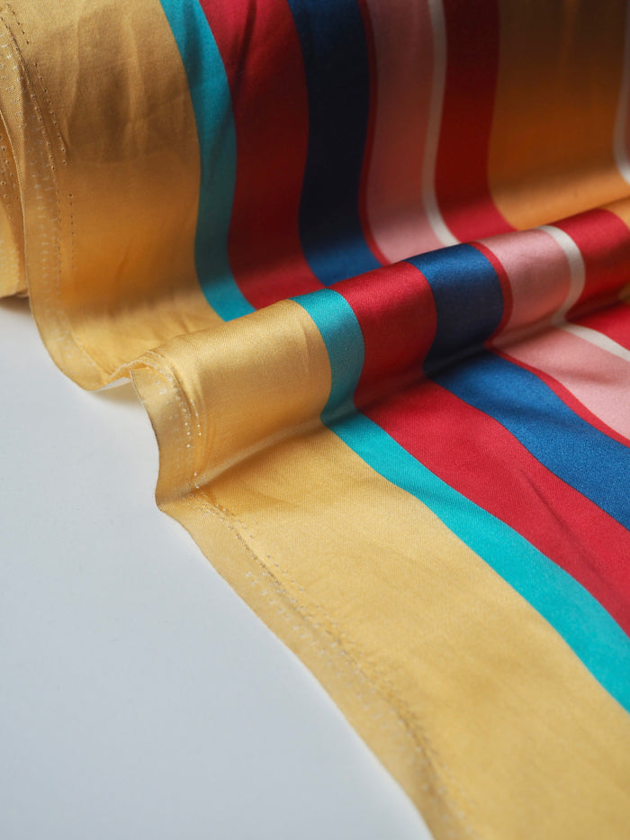 Rainbow Stripe Cupro Satin