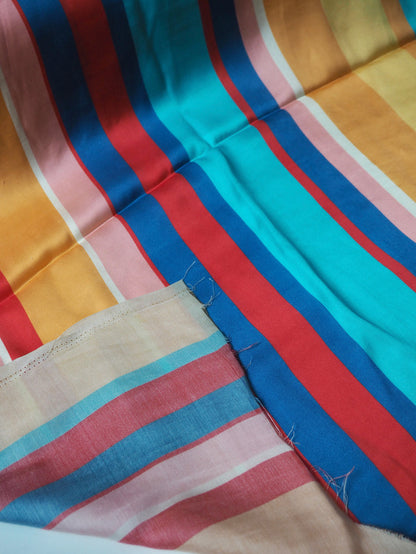 Rainbow Stripe Cupro Satin