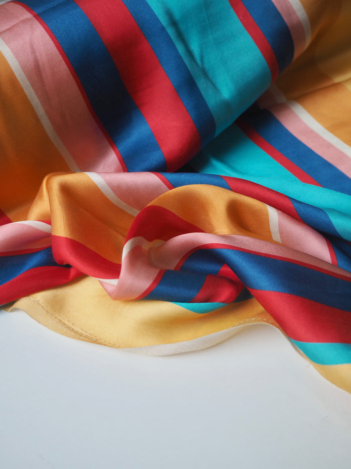 Rainbow Stripe Cupro Satin