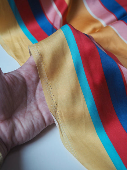 Rainbow Stripe Cupro Satin