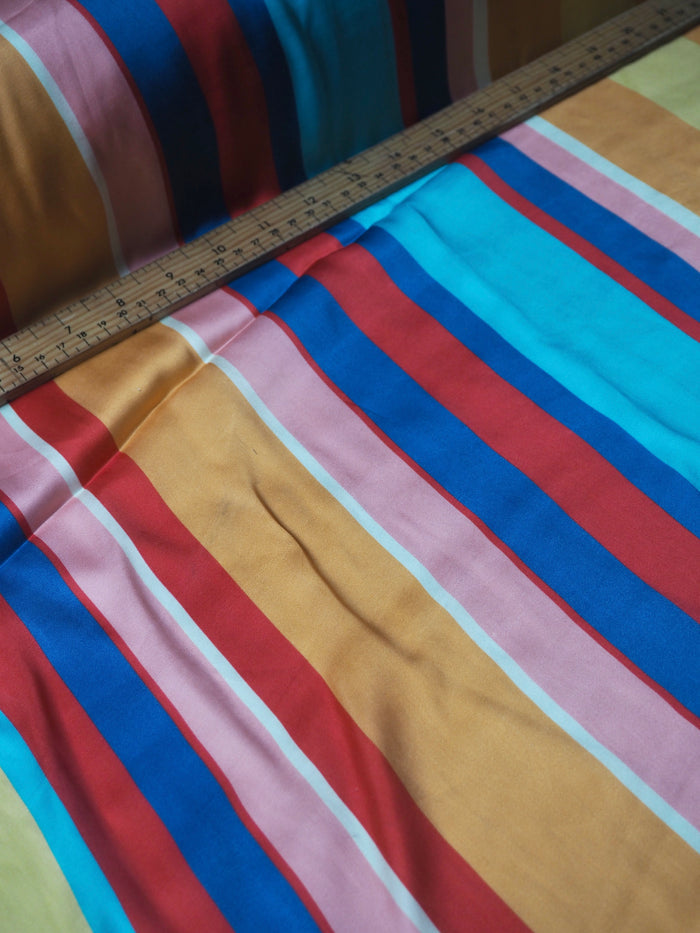 Rainbow Stripe Cupro Satin