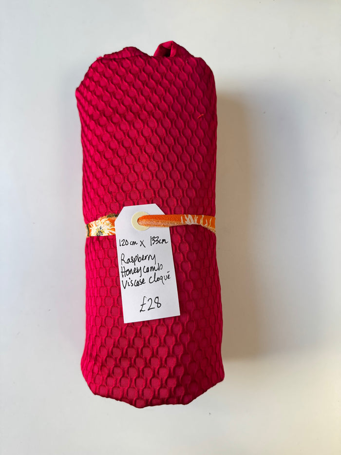 Raspberry Honeycomb Viscose Cloqué Remnant
