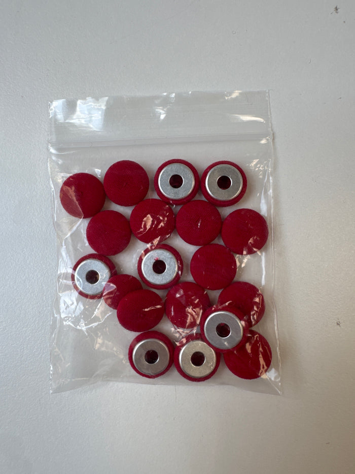 Red Crepe Fabric Covered Buttons 15mm x18