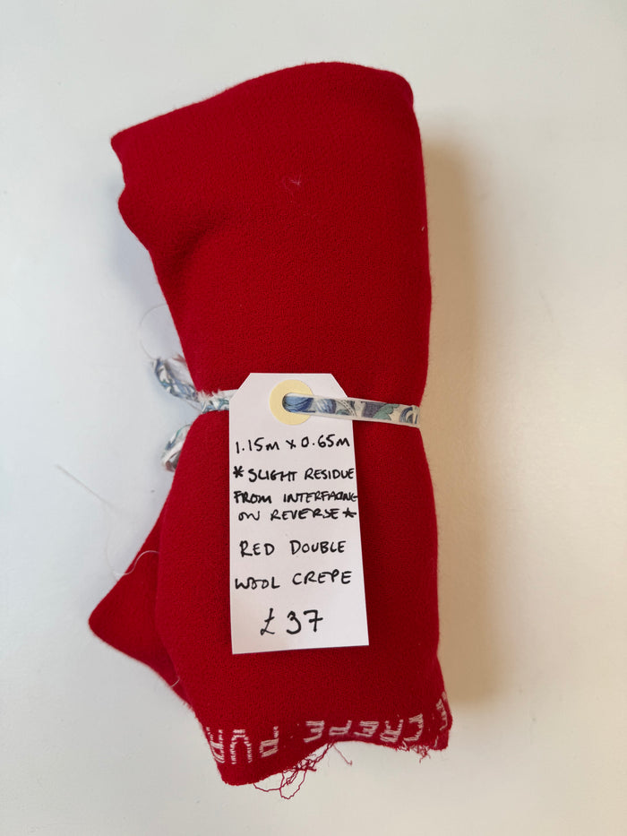 Red Double Wool Crepe Remnant
