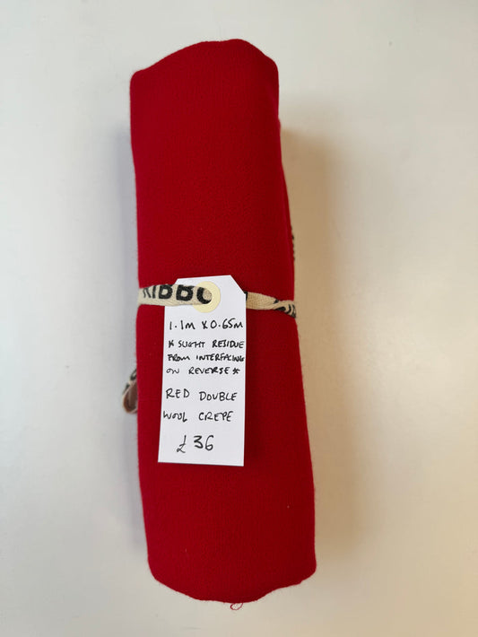 Red Double Wool Crepe Remnant