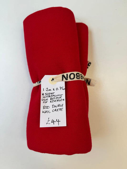 Red Double Wool Crepe Remnant