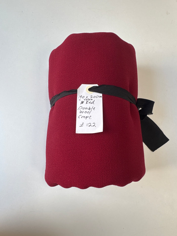 Red Double Wool Crepe Remnant