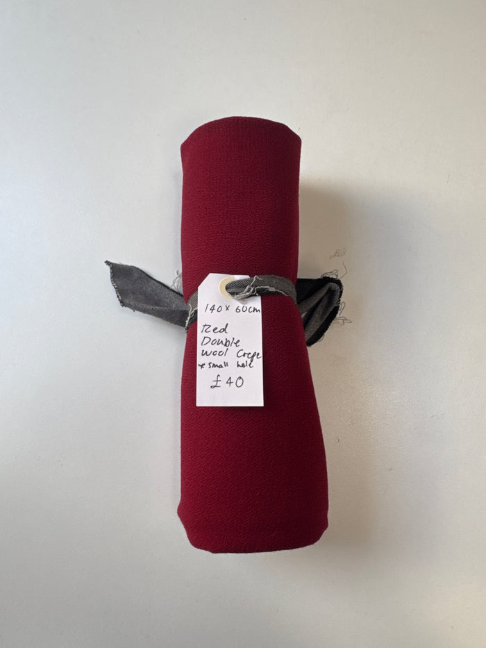 Red Double Wool Crepe Remnant