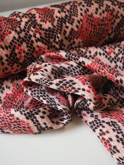Red Snakeskin Crepe Satin