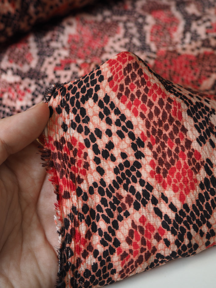 Red Snakeskin Crepe Satin