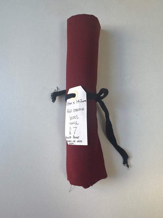 Red Stretch Wool Twill Remnant