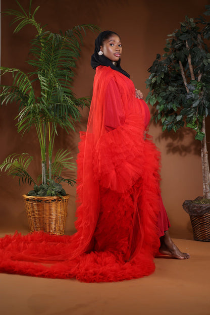 Red tulle robe/gown for photoshoot💥