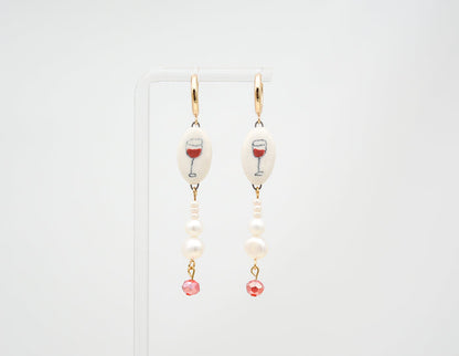 Red Wine and Pearls Earrings - Juice Ceramics