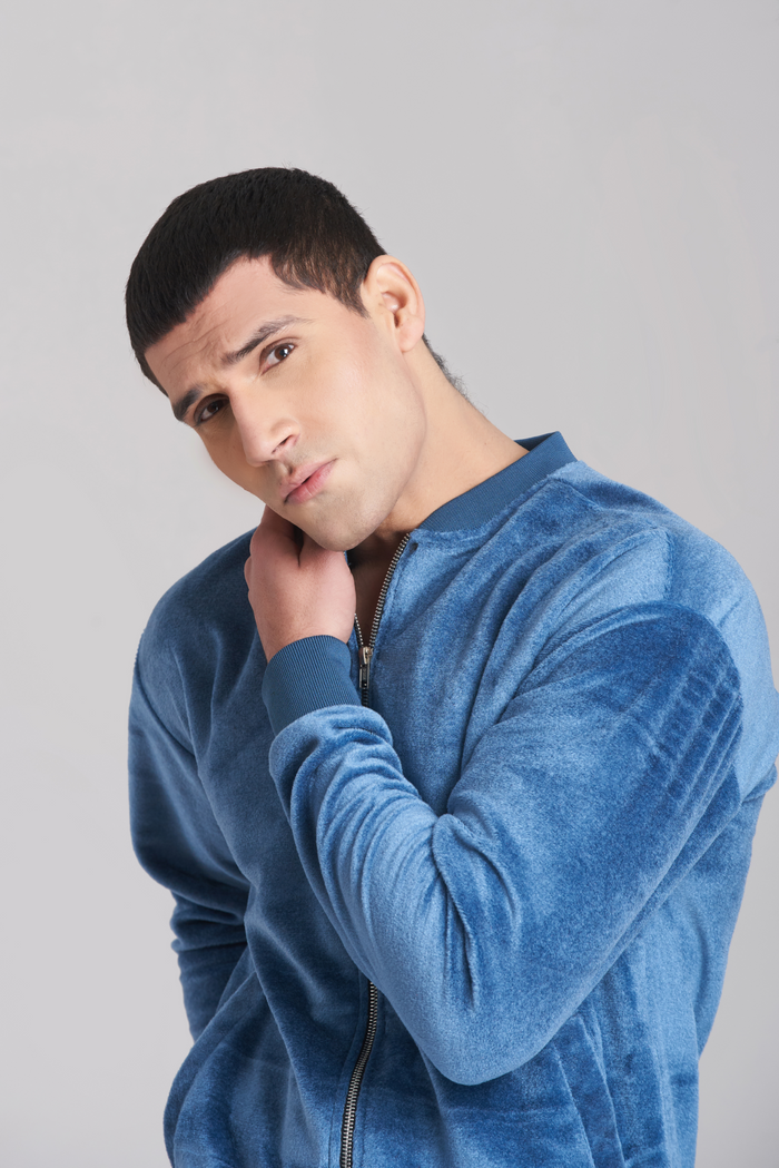 Retro Blue Velvet TrackSuit - Men