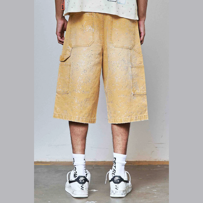 RHINESTONE JORTS WHEAT