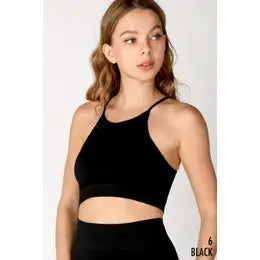 Ribbed High Neck Bra Top