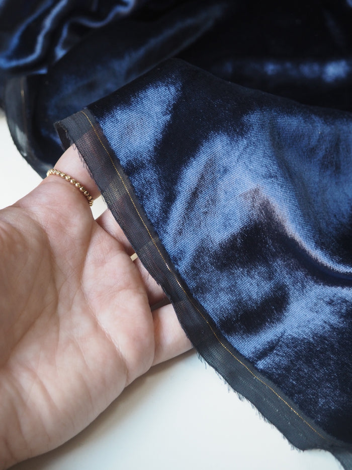 Rich Navy Silk Velvet
