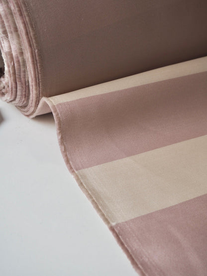 Rose + Cream Stripe Double Faced Silk Blend Sateen