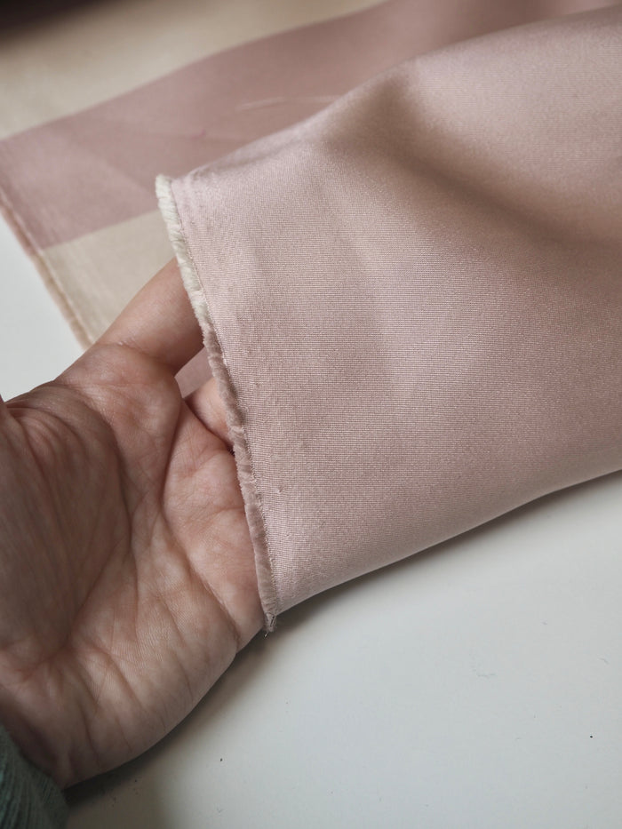 Rose + Cream Stripe Double Faced Silk Blend Sateen