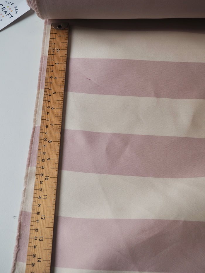 Rose + Cream Stripe Double Faced Silk Blend Sateen