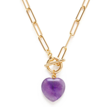 Rose Quartz Roxy Chain Toggle Clasp Heart Necklace