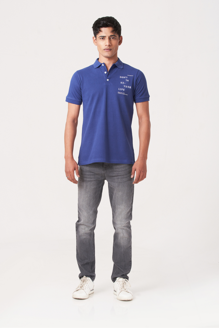Royal Blue Solid Polo T-Shirt